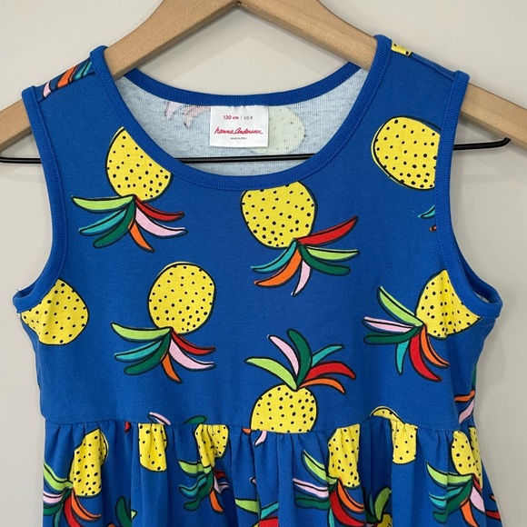 Hanna Andersson blue pineapple sleeveless girls dress size 8 - Picture 2 of 9